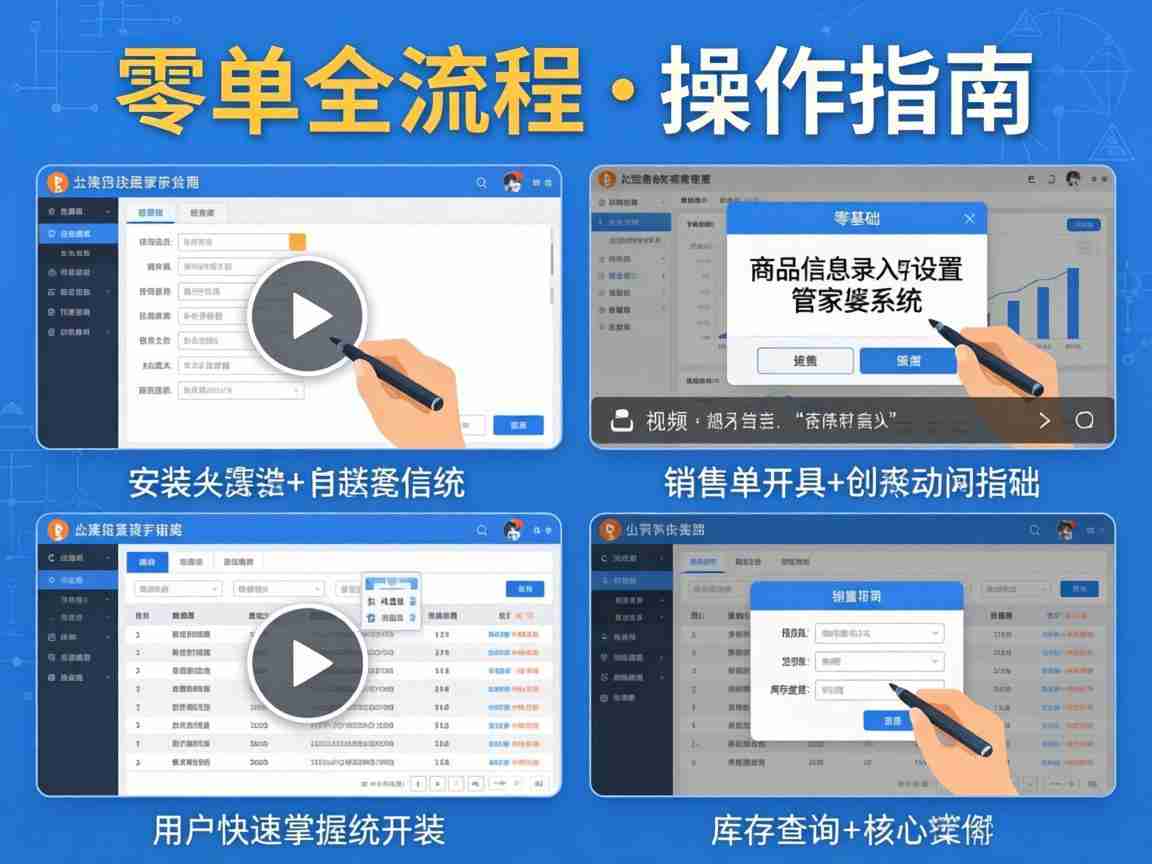 管家婆基础操作视频 新手零基础教程 从安装到开单全流程实操指南