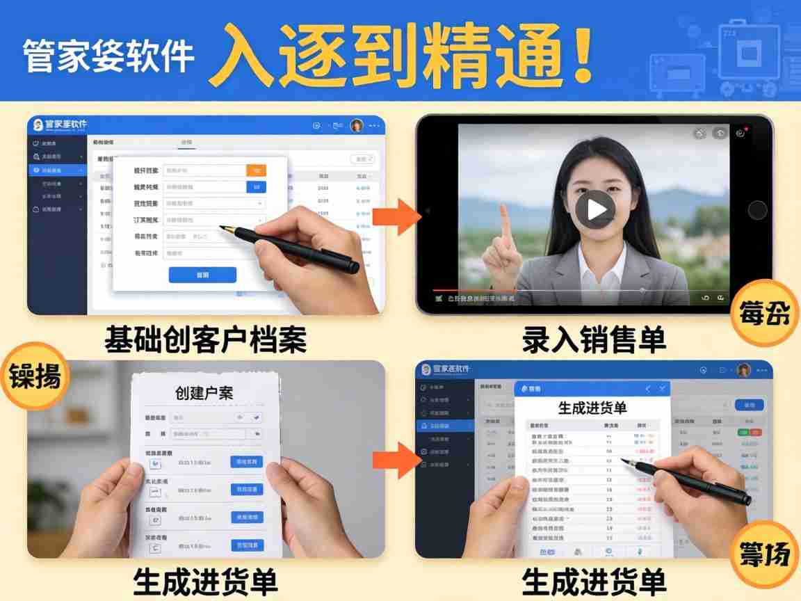 管家婆基础操作视频 新手零基础教程 软件实操入门到精通