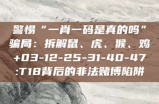 警惕“一肖一码是真的吗”骗局:拆解鼠、虎、猴、鸡+03-12-25-31-40-47:T18背后的非法赌博陷阱
