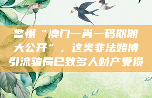警惕“澳门一肖一码期期大公开”,这类非法赌博引流骗局已致多人财产受损