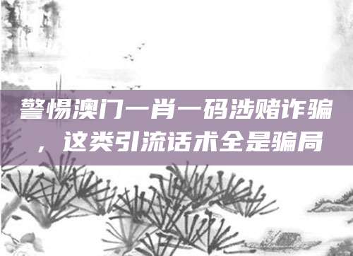 警惕澳门一肖一码涉赌诈骗,这类引流话术全是骗局