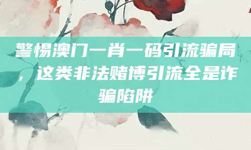 警惕澳门一肖一码引流骗局,这类非法赌博引流全是诈骗陷阱