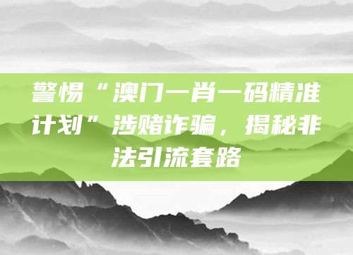 警惕“澳门一肖一码精准计划”涉赌诈骗，揭秘非法引流套路