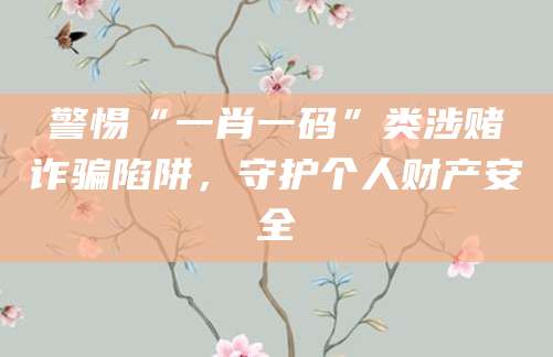 警惕“一肖一码”类涉赌诈骗陷阱,守护个人财产安全