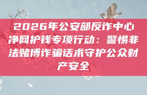 2026年公安部反诈中心净网护钱专项行动:警惕非法赌博诈骗话术守护公众财产安全